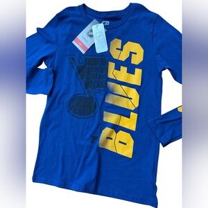 St.‎ Louis Blues Youth Boys Long Sleeve Shirt Size Medium 10-12 NWTS NHL Hockey